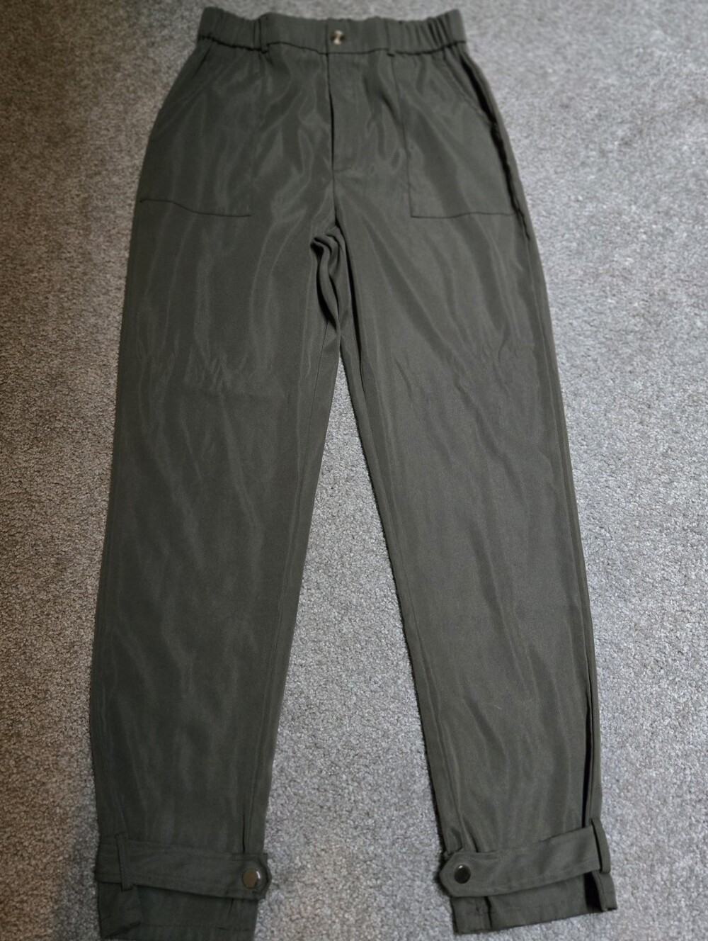 Women's Casual Tapered Pants in Black and Olive M - Picture 3 of 6